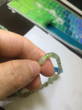 Load image into Gallery viewer, 100% natural green/white Icy watery type A jadeite jade olive+ancient Chinese coin/four-leaf clover bead bracelet AS32