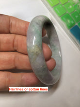Load image into Gallery viewer, 55.7mm certified 100% natural Type A sunny green/white/purple jadeite jade bangle C61-00514