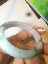 Load image into Gallery viewer, 53.6mm certified 100% natural Type A sunny green purple white jadeite jade bangle AS21-4141