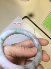 Load image into Gallery viewer, 56mm 100% natural certified sunny green/white/purple round cut jadeite jade bangle R54-4815