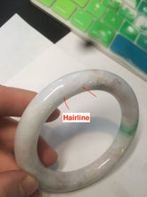 Load image into Gallery viewer, 55.4mm Certified type A 100% Natural sunny green/purple chubby round cut Jadeite bangle N82-8928