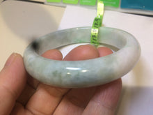 Load image into Gallery viewer, 58mm certificated Type A 100% Natural sunny green/white Jadeite Jade bangle E48-7904