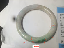 Load image into Gallery viewer, 57mm certified Type A 100% Natural sunny green/white/purple/brown(FU LU Shou) round cut Jadeite Jade bangle AF78-8925
