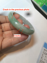 Load image into Gallery viewer, 49mm Type A 100% Natural light green/brown oval Jadeite Jade bangle AM63-6629