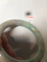 Load image into Gallery viewer, 56mm certified 100% natural sunny green/white/purple/yellow round cut jadeite jade bangle AF9-8927