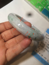 Load image into Gallery viewer, 56.5mm certified Type A 100% Natural green/white chubby Jadeite Jade bangle AF1-4612