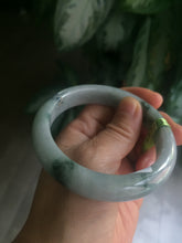 Load image into Gallery viewer, 57.7mm certified Type A 100% Natural green/gray/white Jadeite Jade bangle U51-1111