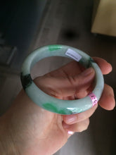 Load image into Gallery viewer, 56.7mm certified type A 100% Natural sunny green/dark green jadeite jade bangle W53-0101