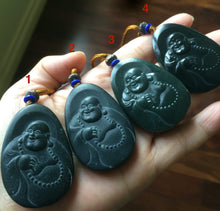Load image into Gallery viewer, 100% Natural dark green happy buddha nephrite Jade pendant Group KP-1,2,3,4