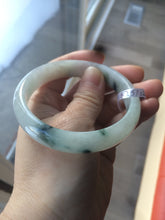Load image into Gallery viewer, Certified Type A 100% Natural white/green flying flowers Jadeite Jade bangle 57mm  J70-6275