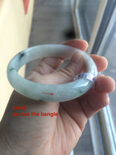 Load image into Gallery viewer, Certified Type A 100% Natural white/green flying flowers Jadeite Jade bangle 57mm  J70-6275