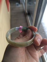 Load image into Gallery viewer, 52.3mm certified jadeite jade bangle green/yellow thin style small hand L14-3899