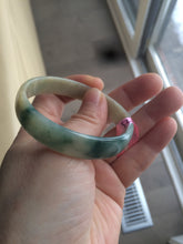 Load image into Gallery viewer, 52.3mm certified jadeite jade bangle green/yellow thin style small hand L14-3899