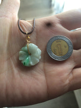 Load image into Gallery viewer, Type A 100Natural light green/purple/white jadeite Jade flower Pendant necklace WP-5