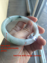 Load image into Gallery viewer, Certified Type A 100% Natural white/green flying flowers Jadeite Jade bangle 57mm  J70-6275