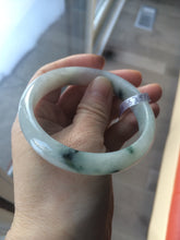 Load image into Gallery viewer, Certified Type A 100% Natural white/green flying flowers Jadeite Jade bangle 57mm  J70-6275