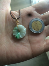 Load image into Gallery viewer, Type A 100Natural light green/purple/white jadeite Jade flower Pendant necklace WP-5
