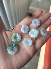 Load image into Gallery viewer, Type A 100Natural light green/purple/white jadeite Jade flower Pendant necklace WP-5