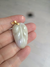 Load image into Gallery viewer, 100% natural type A yellow/purple jadeite jade leaf pendant necklace group AQ58