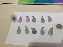 Load image into Gallery viewer, 100% natural icy watery green/purple type A jadeite jade water drop pendant necklace group AD23