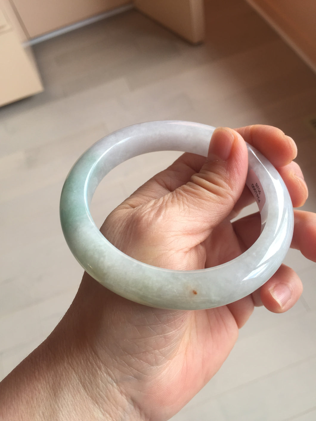 60.4mm certified Type A 100% Natural icy watery light green/purple Jadeite Jade bangle BF145-9528