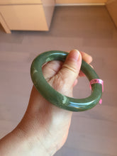 Load image into Gallery viewer, 57.4mm 100% natural certified dark green/gray Hetian nephrite jade bangle HF69-6454
