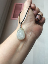 Load image into Gallery viewer, 100% Natural type A icy watery light green/clear Jadeite Jade seashell (福贝)  pendant F149
