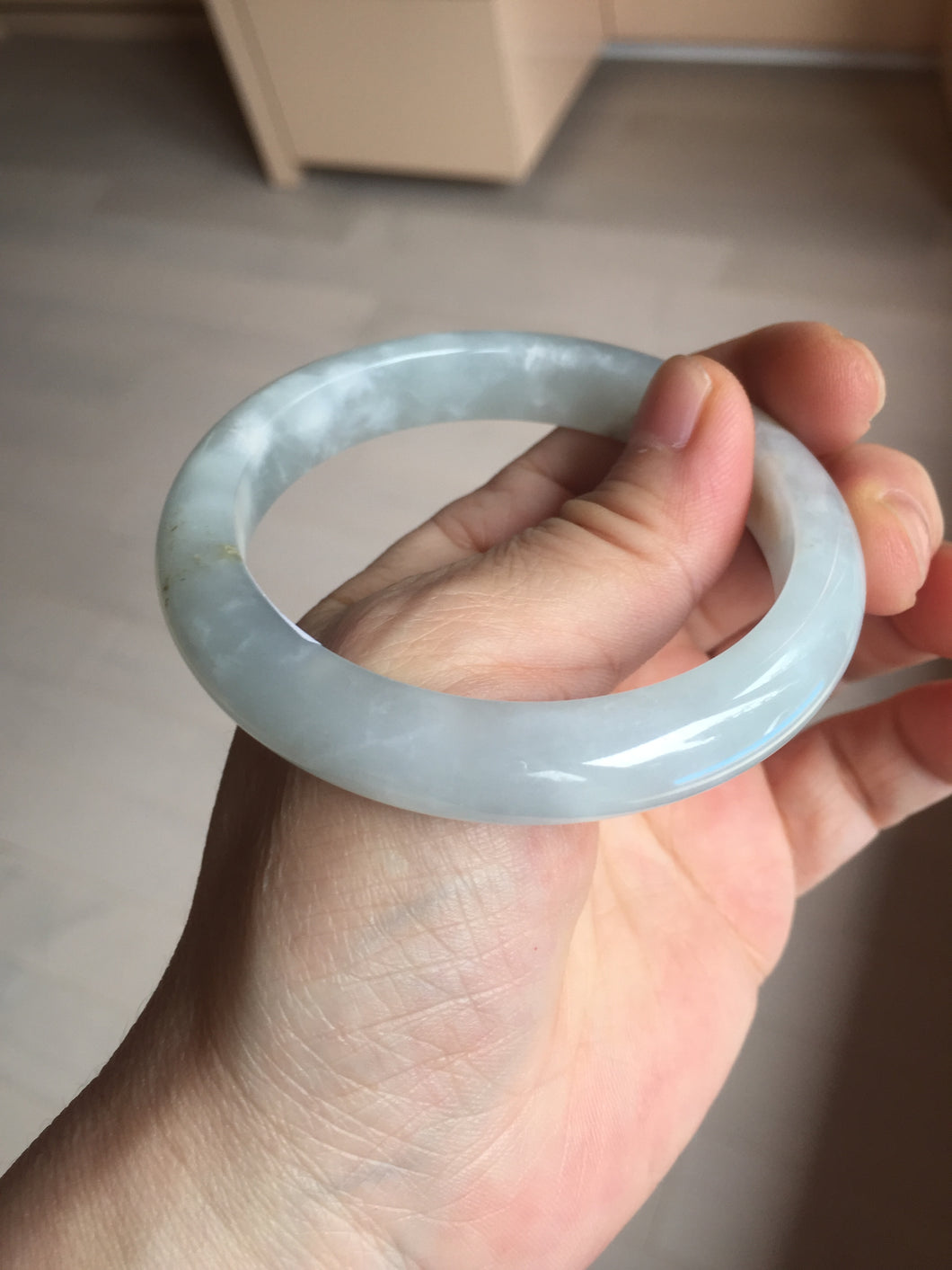 56.5mm certified 100% natural type A white/light green ice river jadeite jade bangle AD102-5247