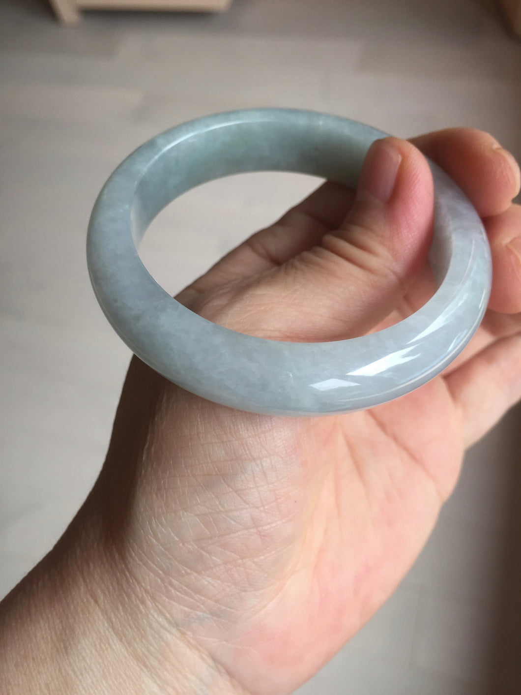 53.4mm Certified Type A 100% Natural icy watery light green purple jadeite Jade bangle BK121-3399