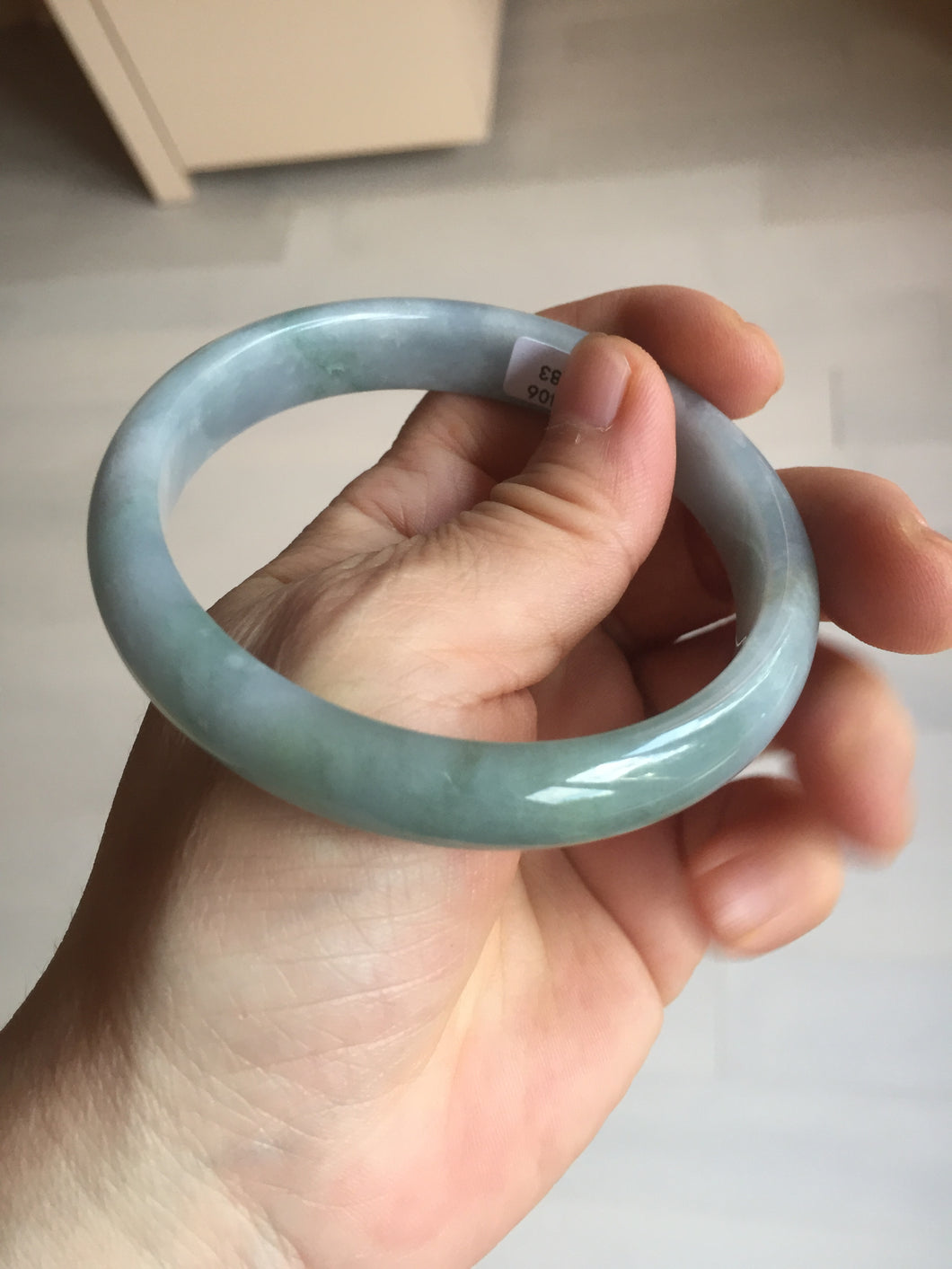 60mm Certified Type A 100% Natural watery green purple Jadeite Jade bangle BQ57-6883