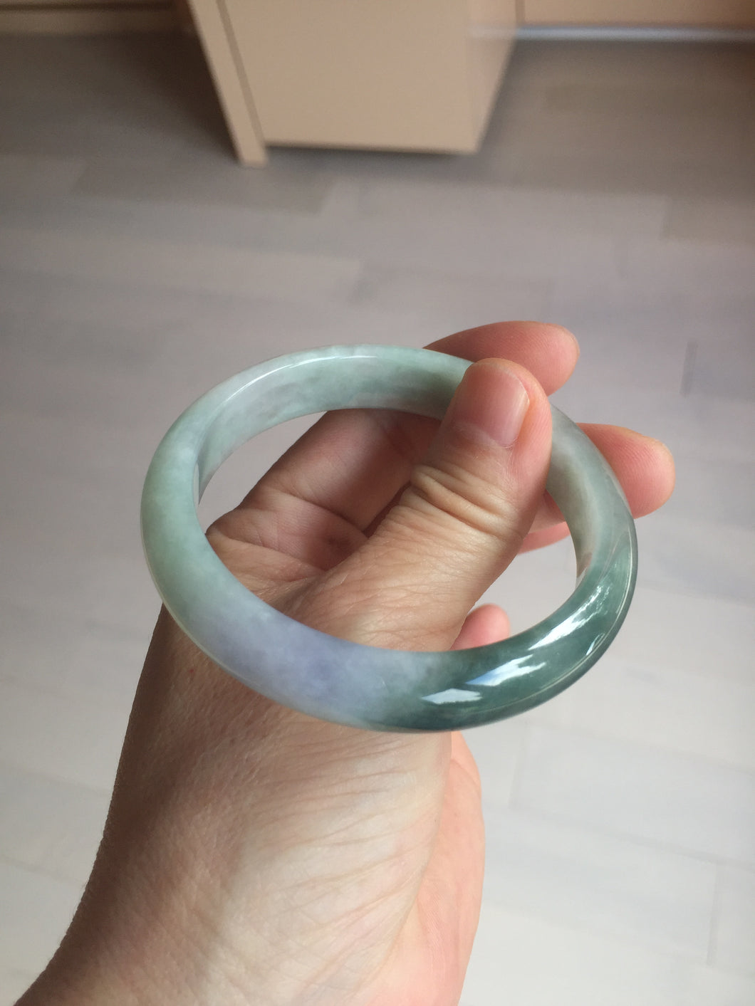 54.5mm certified 100% natural icy watery oily dark green purple jadeite jade bangle BH87-9118