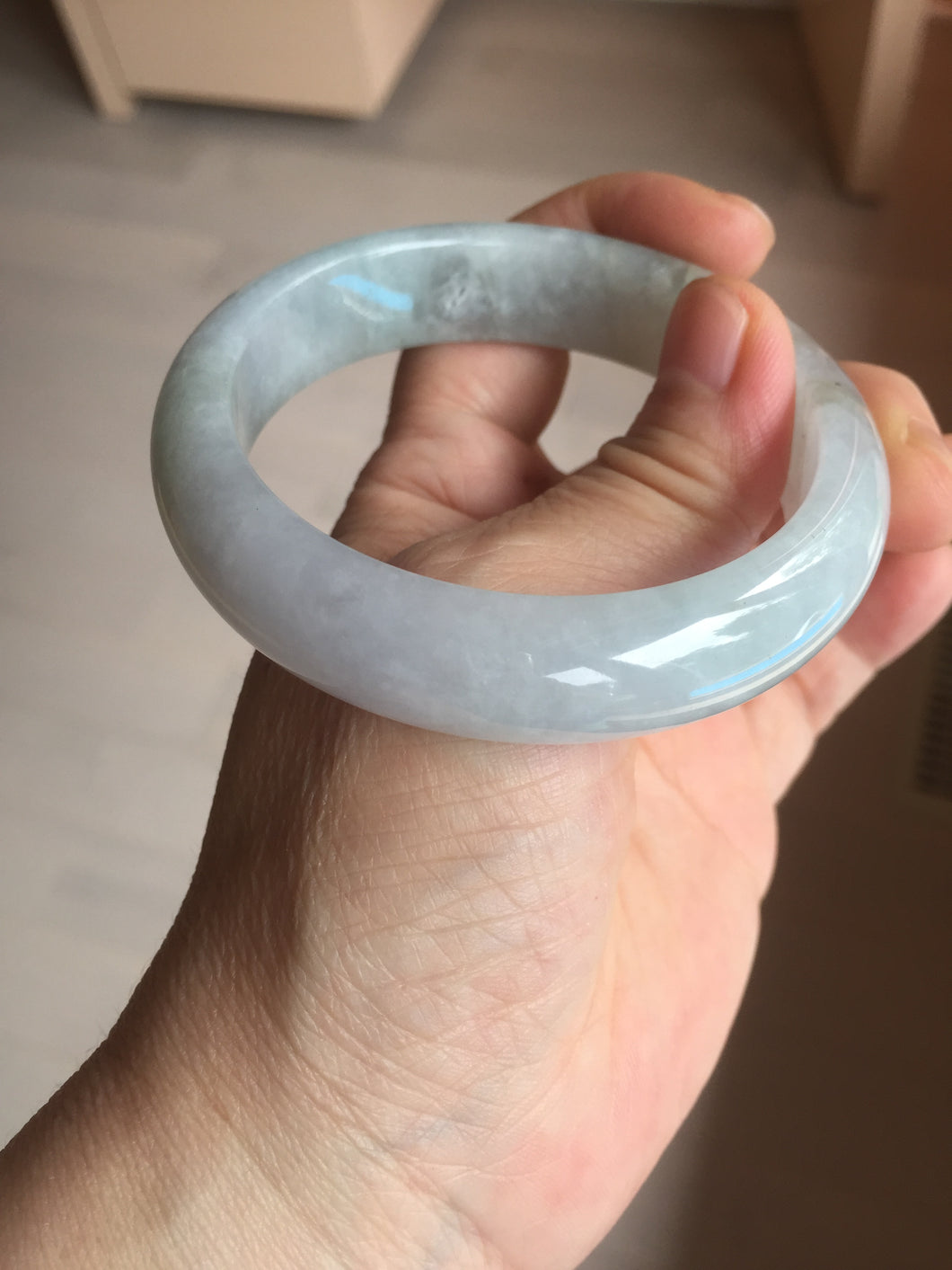 56mm Certified Type A 100% Natural icy watery light green purple jadeite Jade bangle BK124-3398