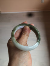 Load image into Gallery viewer, 54.8mm certified type A 100% Natural oily dark green/white(半山半水) chubby Jadeite Jade bangle C82-4436
