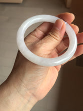 Load image into Gallery viewer, 54.5mm certified 100% natural Type A icy watery light green/white round cut jadeite jade bangle PB103-(4324)
