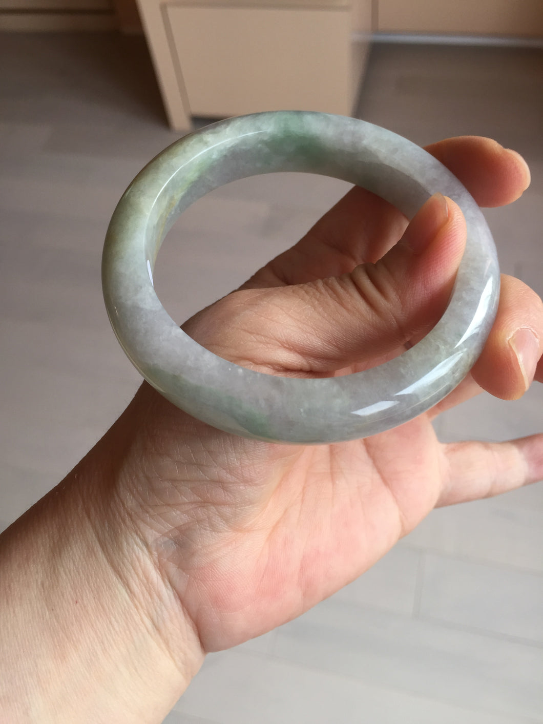 60mm Certified Type A 100% Natural white/light purple/brown/yellow/gray (FU LU SHOU) Jadeite Jade bangle BF105-8658