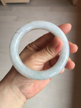 Load image into Gallery viewer, 56.5mm 100% Natural type A icy watery green/blue carved and golden-painted chubby round cut Jadeite Jade bangle PC75
