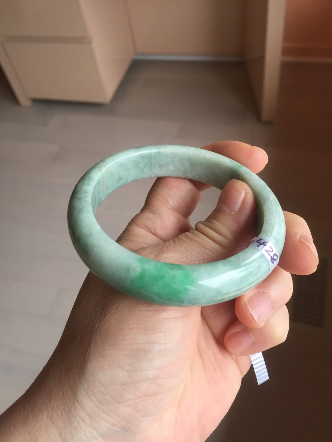 56mm Certified Type A 100% Natural sunny green Jadeite Jade bangle AU8-4428