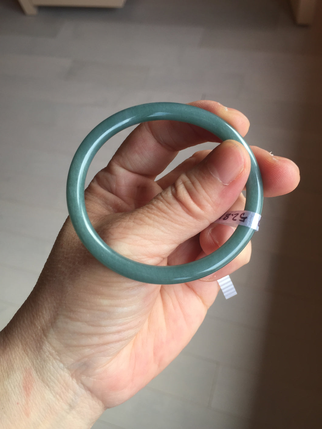 51.5mm Certified Type A 100% Natural dark green/blue/gray Guatemala slim round cut oval Jadeite bangle BP190-2467