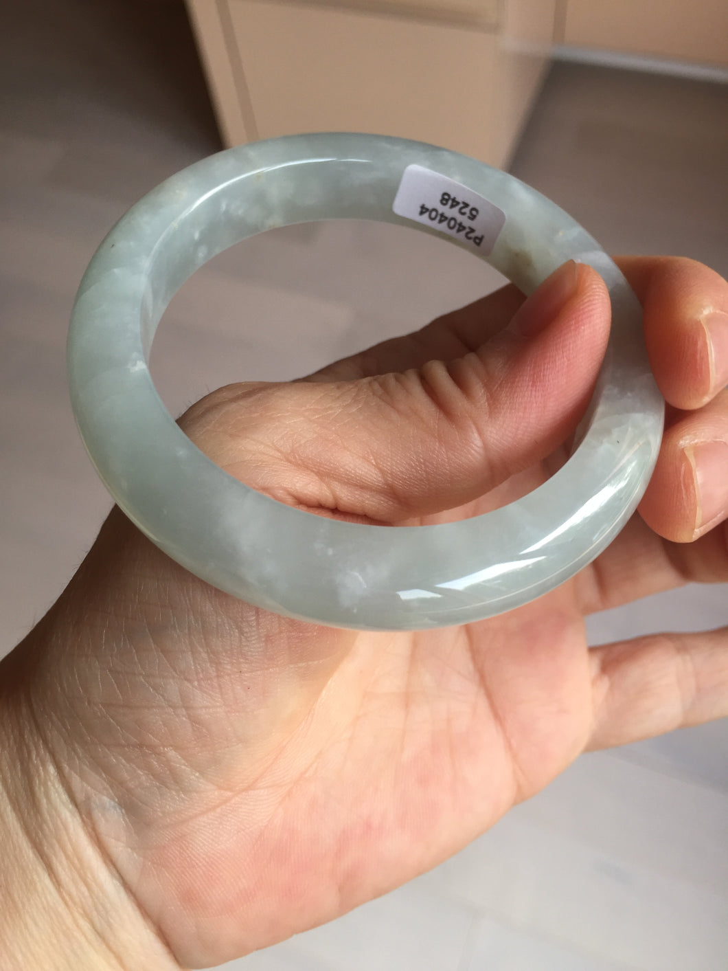 54.5mm 100% natural type A icy watery light green/brown/black seaweed jadeite jade bangle Y154-5248