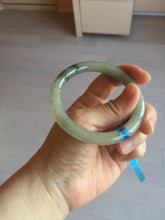 Load image into Gallery viewer, 54mm certified 100% natural type A icy watery light green/black round cut jadeite jade bangle BK9-6621
