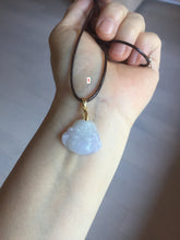 Load image into Gallery viewer, 100% Natural type A light purple white happy Buddha jadeite pendant BP182
