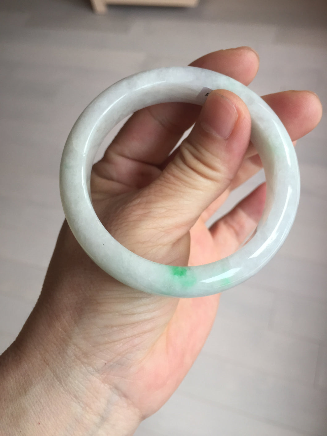 53.2mm certificated Type A 100% Natural sunny green white(白底青) Jadeite Jade bangle BN74-3873