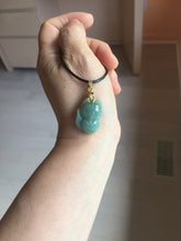 Load image into Gallery viewer, 100% natural type A dark green/light green/white/gray jadeite jade fox pendant necklace PC123
