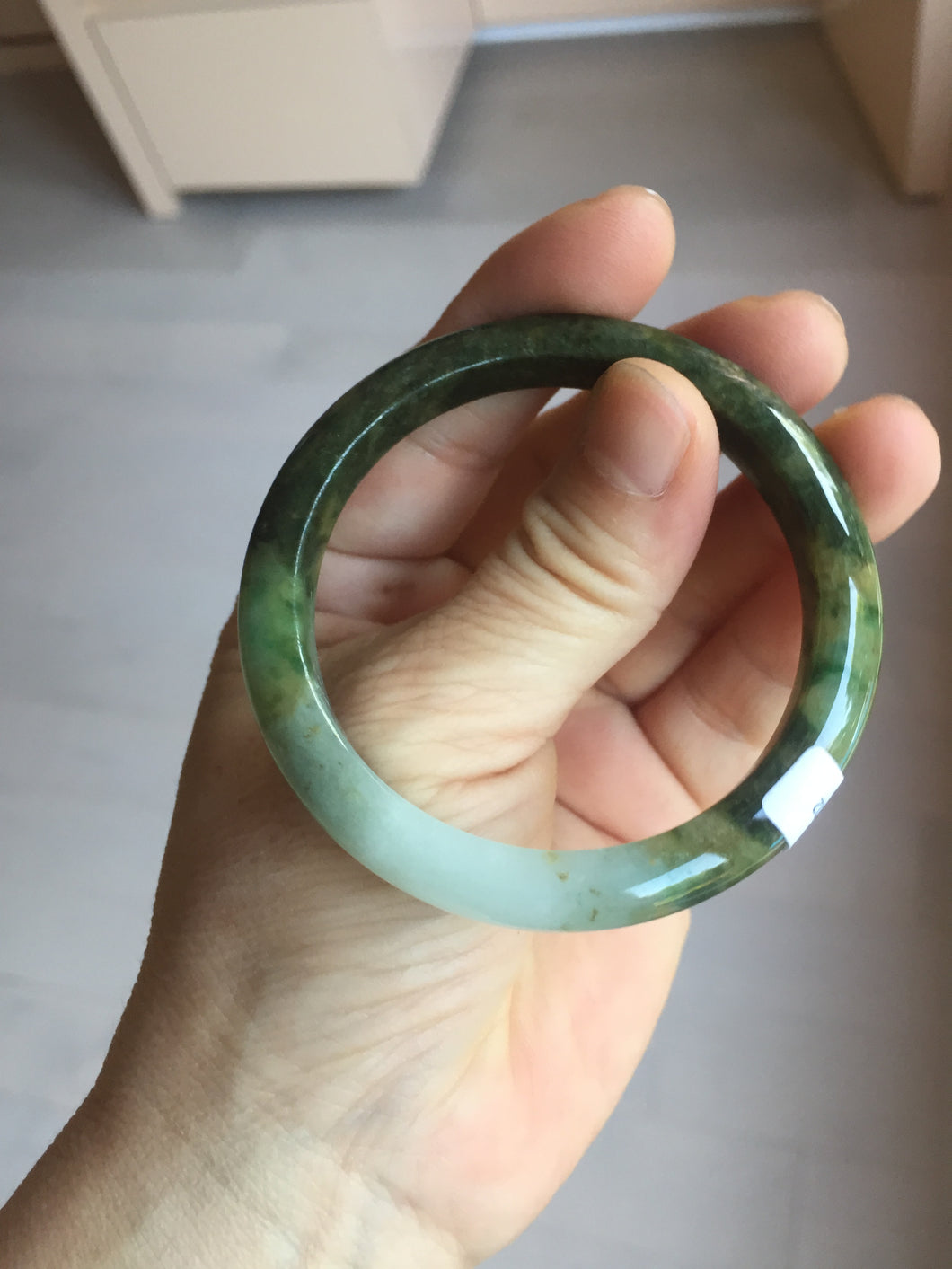 51.8mm certified 100% natural Type A deep forest green/mountain yellow brown jadeite jade bangle PA77-6300
