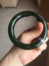 Load image into Gallery viewer, 57.5mm certified 100% Natural dark green/black chubby round cut Hetian nephrite Jade bangle HT39-0122
