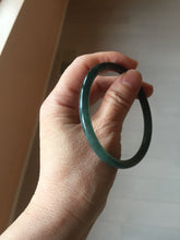 Load image into Gallery viewer, 59.8mm Certified Type A 100% Natural dark green/blue/gray Guatemala slim round cut Jadeite bangle PD174-2486
