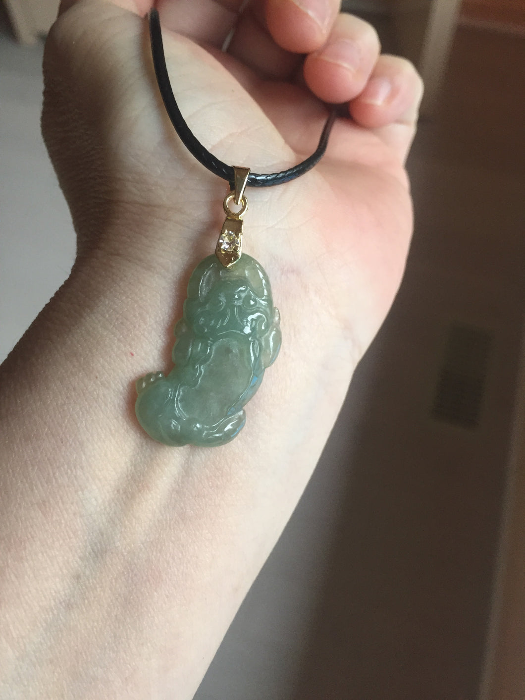 100% natural type A icy watery jadeite green/yellow/white 3D PiXiu(貔貅) Feng Shui Wealth Attractor with Wealth Pool pendant group necklace PD8