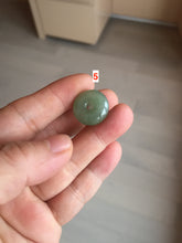 Load image into Gallery viewer, 16-20mm Type A 100% Natural icy watery light green white gray Jadeite Jade Safety Guardian Button donuts Pendant group AU81
