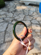 Load image into Gallery viewer, 60.2mm certified 100% Natural dark green/black round cut nephrite Jade(碧玉)  bangle HN14-0140
