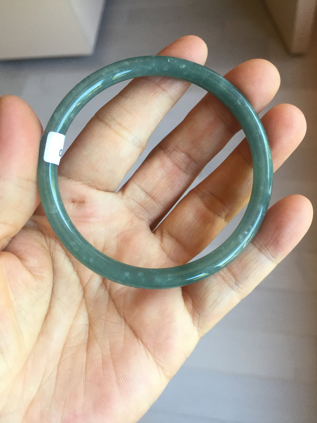 57mm Certified Type A 100% Natural icy watery deep sea dark green/blue/gray/black Guatemala slim round cut Jadeite bangle PC80-7042